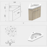 Meuble de salle de bain, meuble sous vasque d'angle à suspendre, meuble de rangement MDF 40cm, livrée avec vasque