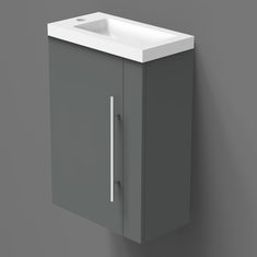 Meuble de salle de bain, meuble sous vasque à suspendre, meuble de rangement MDF 45cm, livrée avec vasque Blanc / Bois clair