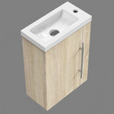 Meuble de salle de bain, meuble sous vasque à suspendre, meuble de rangement MDF 45cm, livrée avec vasque Blanc / Bois clair