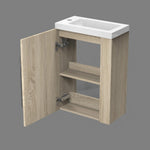 Meuble de salle de bain, meuble sous vasque à suspendre, meuble de rangement MDF 45cm, livrée avec vasque Blanc / Bois clair