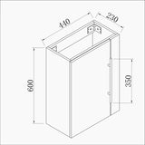 Meuble de salle de bain, meuble sous vasque à suspendre, meuble de rangement MDF 45cm, livrée avec vasque Blanc / Bois clair