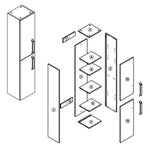 Meuble de salle de bain, colonne de salle de bain, meuble de rangement, placard en MDF Blanc