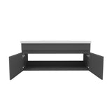 Meuble suspendu couleur anthracite, Meuble classique avec vasque en céramique