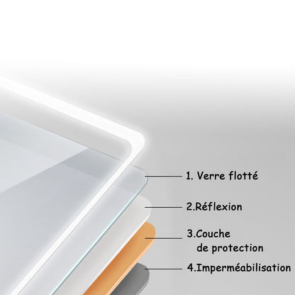 120 x 80cm Miroir salle de bain LED antibu-ée, miroir de la lumière chaude