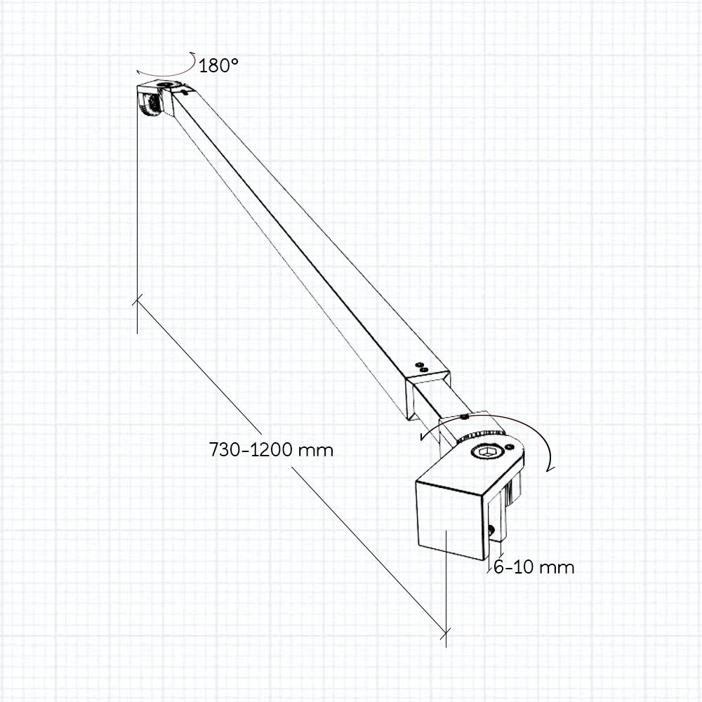 Paroi de douche avec volet pivotant 40x200cm modèle d' Itaroi avec une barre 73-120cm