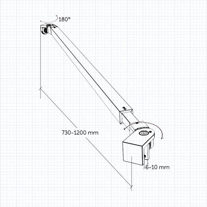 Paroi de douche avec volet pivotant 40x200cm modèle d' Itaroi avec une barre 73-120cm