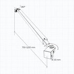 Paroi de douche avec volet pivotant 40x200cm modèle d' Itaroi avec une barre 73-120cm