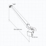 Paroi de douche avec volet pivotant 40x200cm modèle d' Itaroi avec une barre 73-120cm