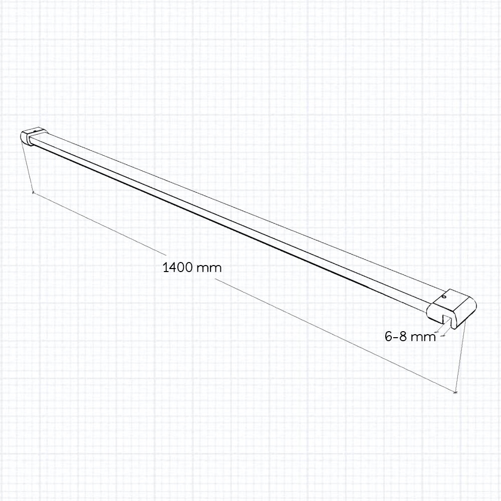 Paroi de douche en 8mm verre avec vitrification nano(anticalcaire) livré avec une barre standard 140cm