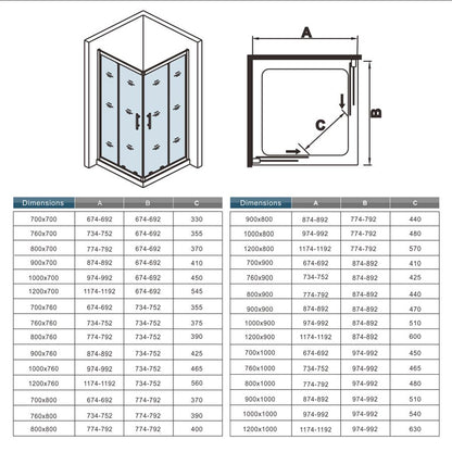 Cabine de douche 185 / 195 cm en 6mm verre securit insinstallation en angle modèle de Cilo