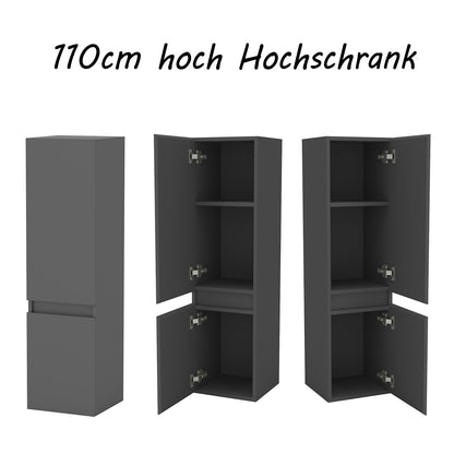 83/110/135,1cm Colonne salle de bain anthracite, Armoire haute étagère de rangement, Meuble de salle de bain