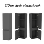 83/110/135,1cm Colonne salle de bain anthracite, Armoire haute étagère de rangement, Meuble de salle de bain