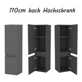 83/110/135,1cm Colonne salle de bain anthracite, Armoire haute étagère de rangement, Meuble de salle de bain