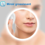Ocean Miroir salle de bain LED avec éclairag + miroir mural cosmétique lumineux + anti-buée + Horloge numérique et date + miroir grossissant+Horzontal