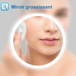 Ocean Miroir salle de bain LED avec éclairag + miroir mural cosmétique lumineux + 3couleurs LED réglables+ anti-buée + Bluetooth + miroir grossissant+Horzontal
