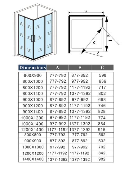 Océan cabine de douche 185cm profilé noir mat verre anticalcaire porte de douche pivotante installation en angle