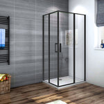 Océan cabine de douche 185cm profilé noir mat verre anticalcaire porte de douche pivotante installation en angle