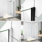 Paroi de douche noire / chromé 30-160 x200cm profilé noir avec une barre de stabilisation extensible