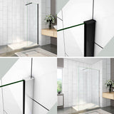 Paroi de douche noire / chromé 30-160 x200cm profilé noir avec une barre de stabilisation extensible