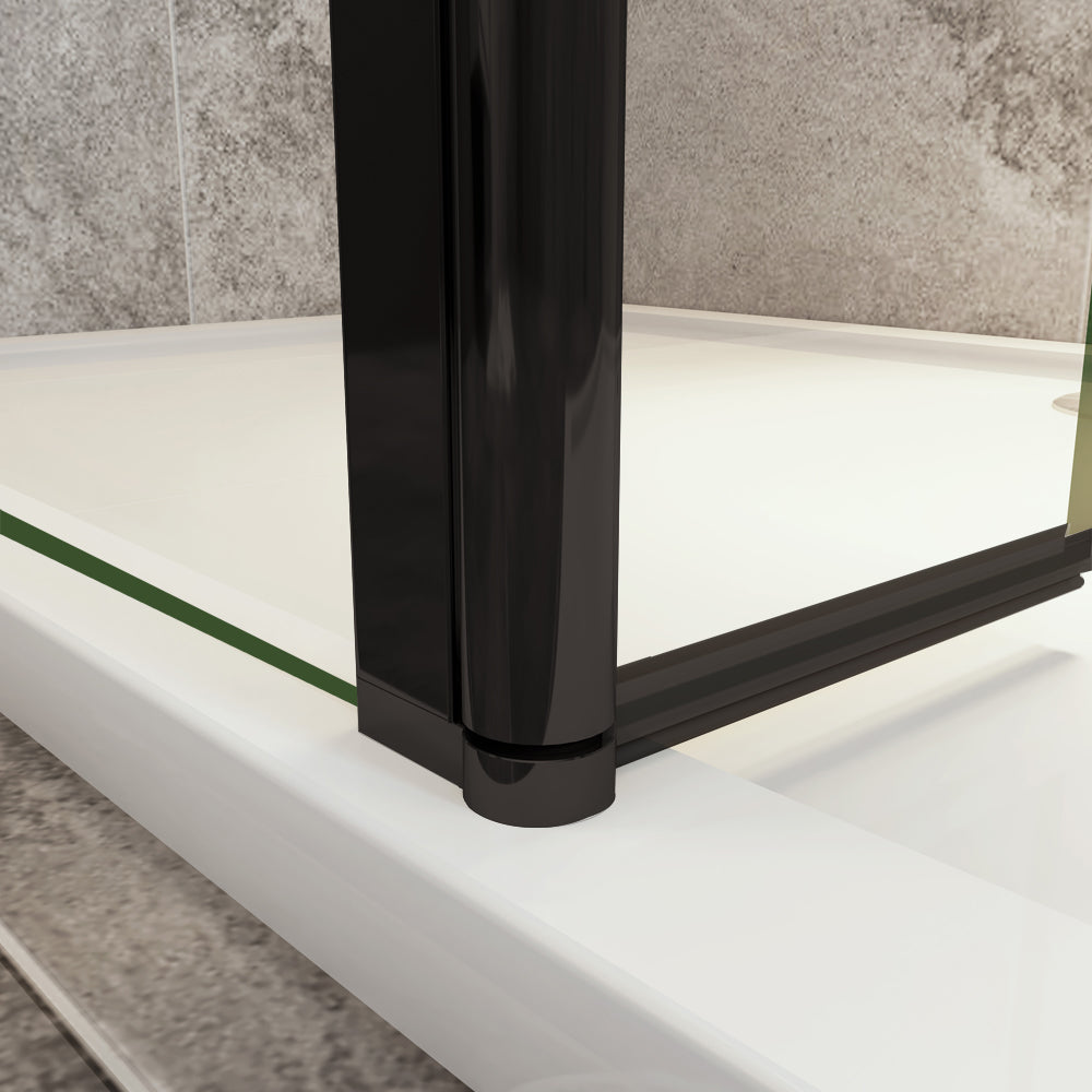 Océan Paroi de douche noire avec volet pivotant 30 / 40 cm modèle d' Itaroi avec une fixation 90cm