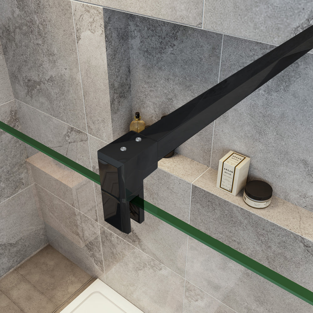 Océan Paroi de douche noire avec volet pivotant 30 / 40 cm modèle d' Itaroi avec une fixation 90cm