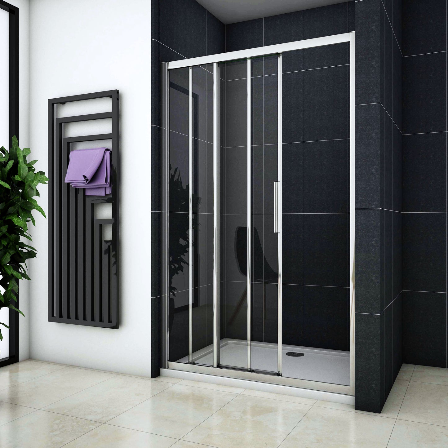 porte de douche 120/140 x195cm porte de douche coulissante en verre anticalcaire Océan