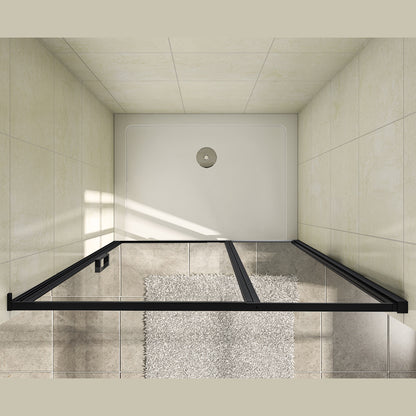 porte de douche 185cm profilé noir mat verre anticalcaire porte de douche pivotante Océan