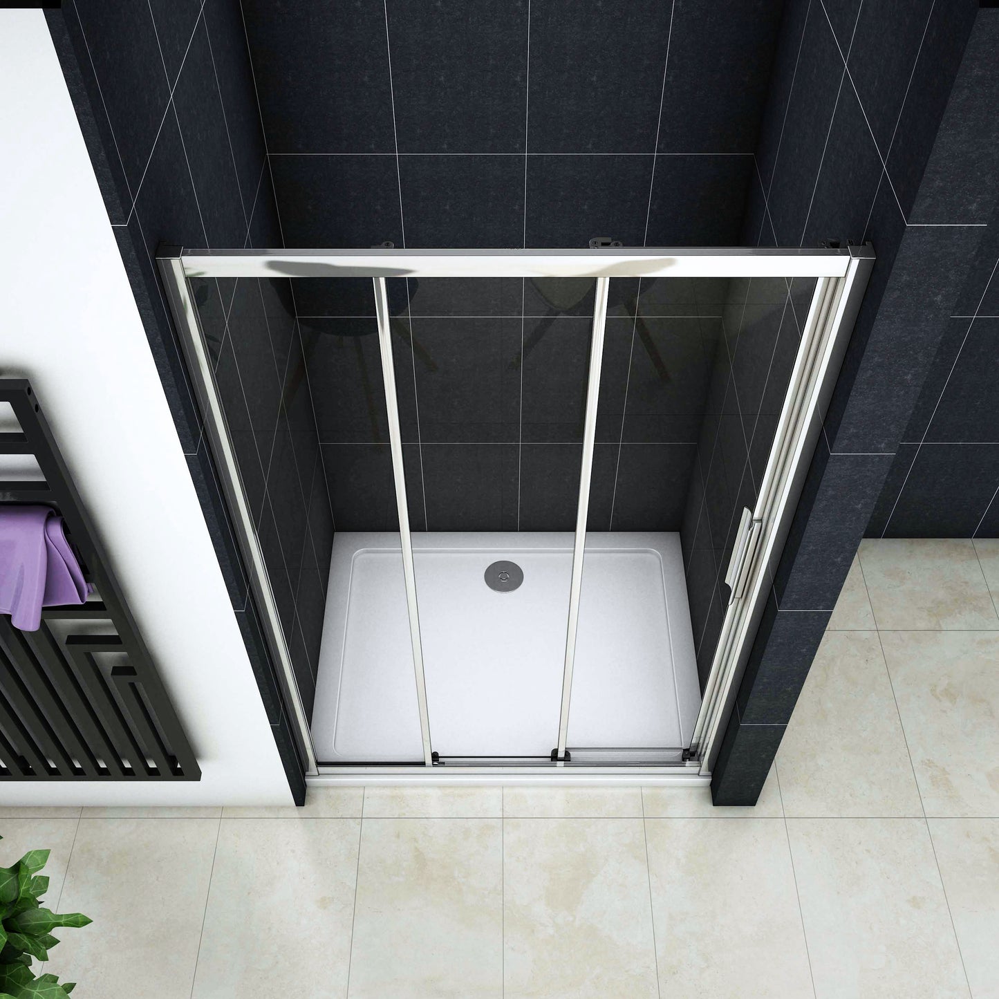 porte de douche 120/140 x195cm porte de douche coulissante en verre anticalcaire Océan