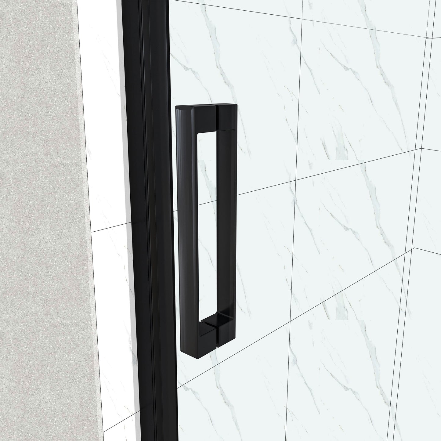 porte de douche 185cm profilé noir mat verre anticalcaire porte de douche pivotante Océan