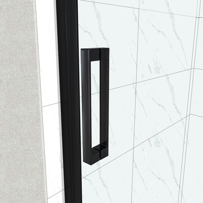 porte de douche 185cm profilé noir mat verre anticalcaire porte de douche pivotante Océan