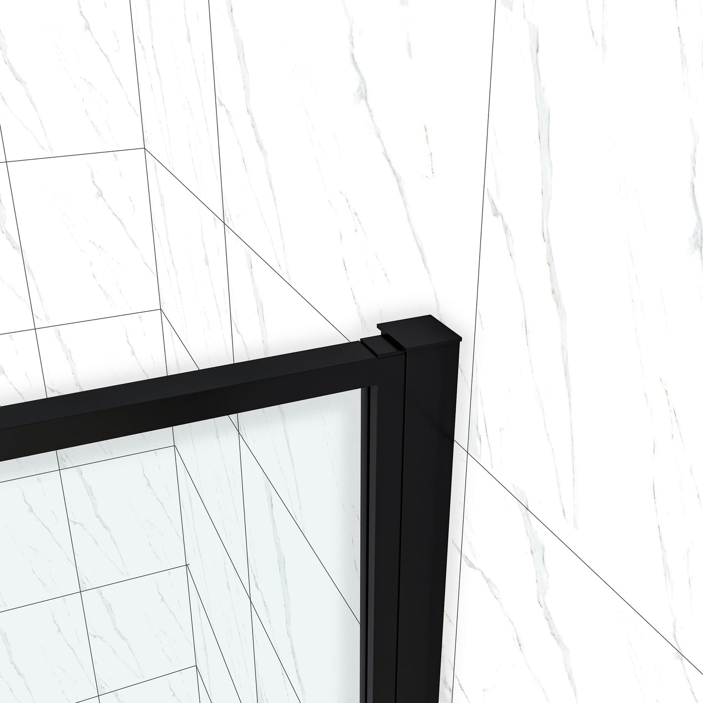 porte de douche 185cm profilé noir mat verre anticalcaire porte de douche pivotante Océan