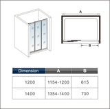 porte de douche coulissante 120/140 x195cm 3 volets en verre anticalcaire Océan