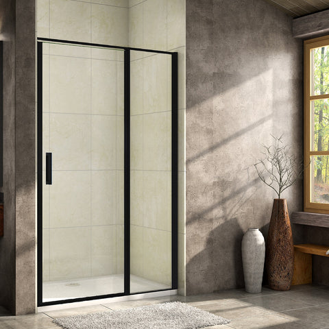 Porte de douche pivotante Feng Shui cm 80 cm h200 verre transparent 6 mm  noir mat