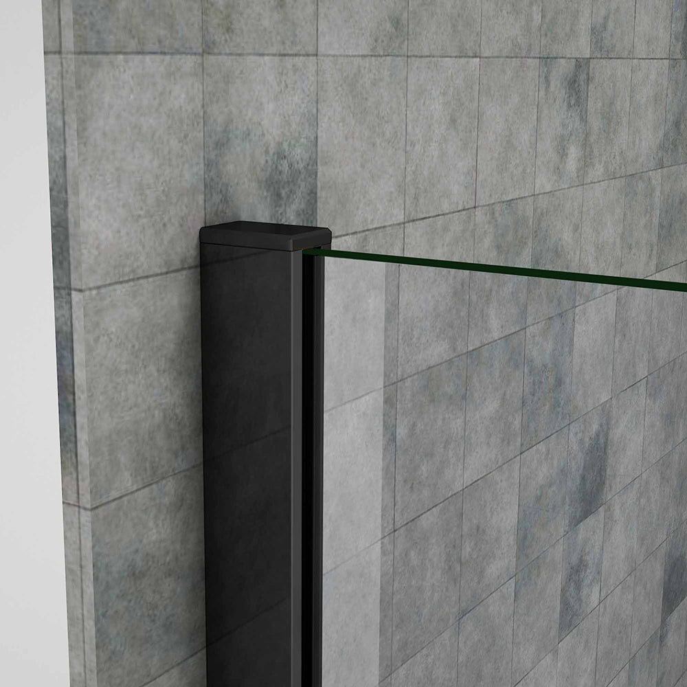 Océan Paroi de douche noire 50-160 x200cm profilé noir et 8mm anti-calcaire