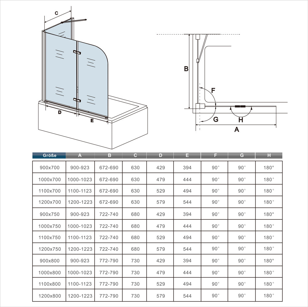 Océan pare-baignoire 70x130cm écran fixé en verre anti-calcaire - Conforama