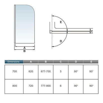 Océan pare-baignoire 70/80cm écran baignoire pivotant en verre anti-calcaire