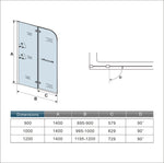 Pare-baignoire 100x140cm Ocean ecran de baignoire 5mm verre de securite