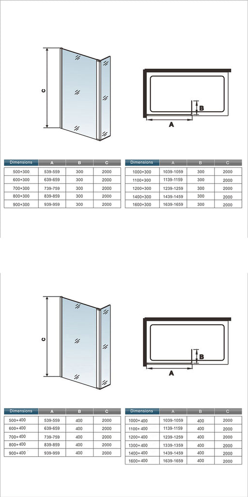 Océan paroi de douche noire 80-140x200cm noire en verre anticalcaire livré  avec une barre extensible 73-120cm