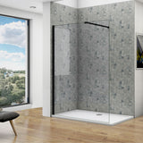 Océan Paroi de douche noire 50-160 x200cm profilé noir et 8mm anti-calcaire