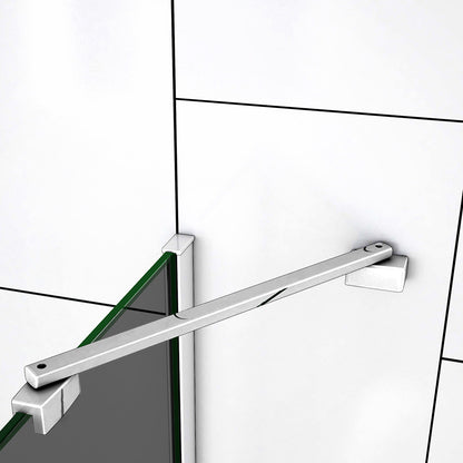 Paroi de douche verre anti-calcaire fumé 100x200cm avec une barre de stabilisation 45cm
