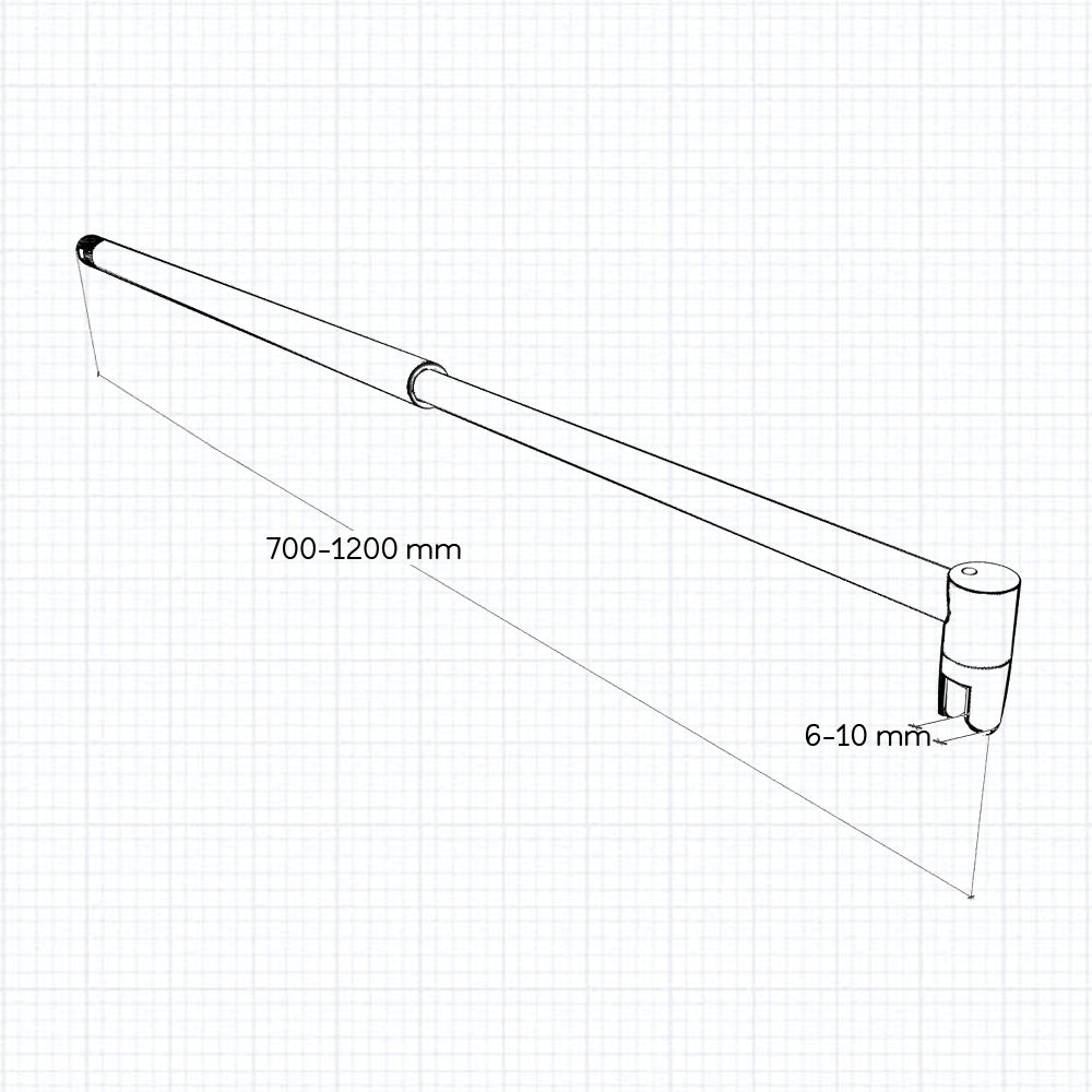 Paroi de douche avec volet pivotant 30x200cm modèle d' Itaroi avec une barre 70-120cm
