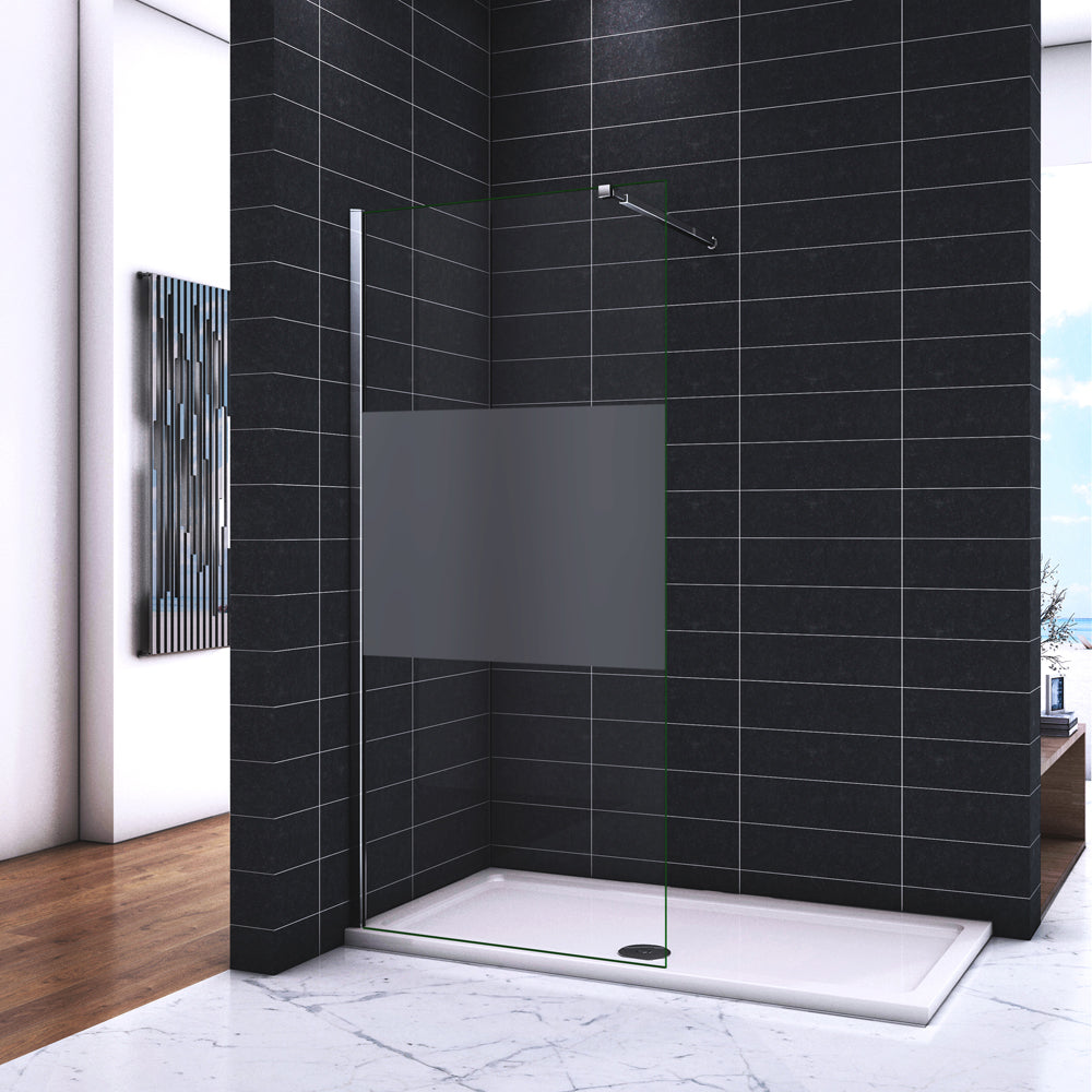 Paroi de douche 90-140x200cm en 8mm verre anticalcaire et sable au milieu livre avec une barre 73-120cm