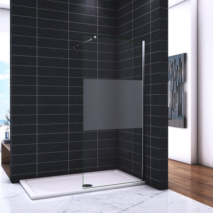 Paroi de douche 90-140x200cm en 8mm verre anticalcaire et sable au milieu livre avec une barre 73-120cm