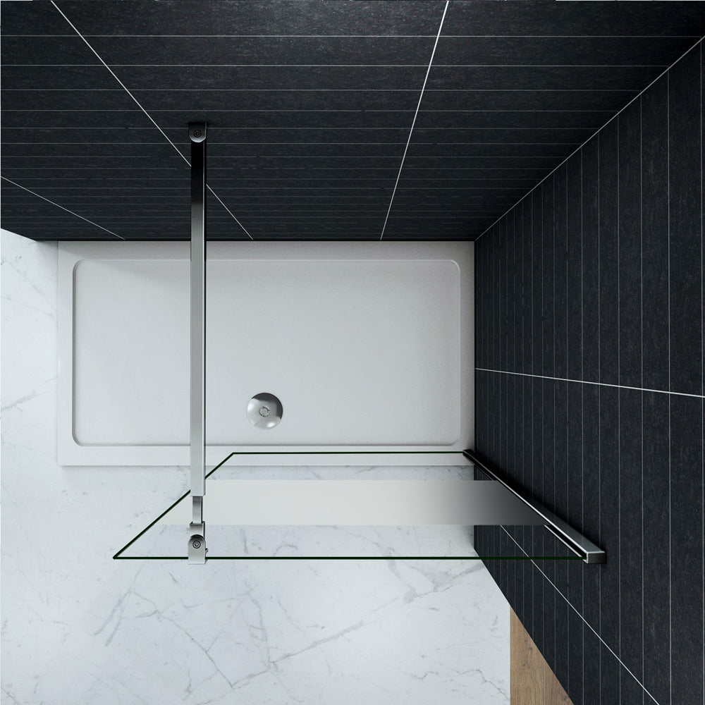 Paroi de douche 90-140x200cm en 8mm verre anticalcaire et sable au milieu livre avec une barre 73-120cm