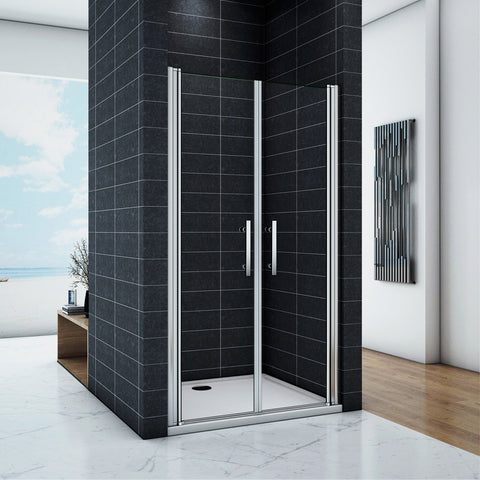 Porte de douche pivotante Feng Shui cm 80 cm h200 verre transparent 6 mm  noir mat