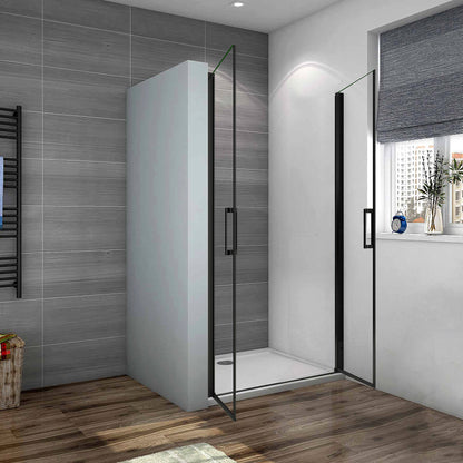 Océan Porte de douche battante noire 80 / 90 / 100x200cm profité noir et 8mm anti-calcaire