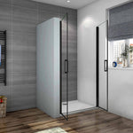 Océan Porte de douche battante noire 80 / 90 / 100x200cm profité noir et 8mm anti-calcaire