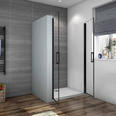 Océan Porte de douche battante noire 80 / 90 / 100x200cm profité noir et 8mm anti-calcaire
