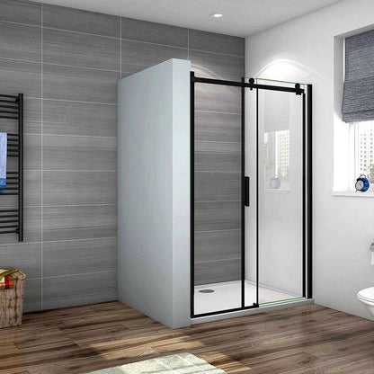Océan Porte de douche coulissante noire 100 / 120 / 140 x200cm profité noir et 8mm anti-calcaire