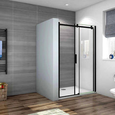Océan Porte de douche coulissante noire 100 / 120 / 140 x200cm profité noir et 8mm anti-calcaire